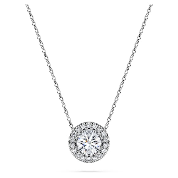 Eternity 헤일로 솔리테어 펜던트, 랩 그로운 다이아몬드 0.59ct tw, 라운드 쉐입, 14K 화이트 골드 - Swarovski, 5697104