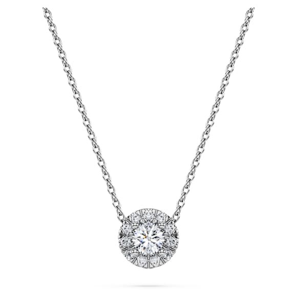 Pandantiv solitaire halo Eternity, Diamante create în laborator 0.23 ct tw, Formă rotundă, Argint veritabil - Swarovski, 5697105