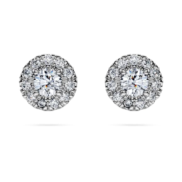 Eternity halo stud earrings, Lab-grown diamonds 0.45 ct tw, Round shape, Sterling silver - Swarovski, 5697108