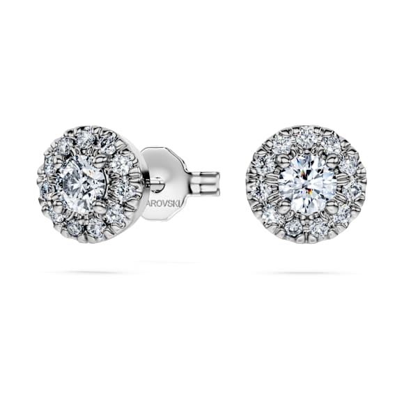Eternity halo stud earrings, Lab-grown diamonds 0.45 ct tw, Round shape, Sterling silver - Swarovski, 5697108