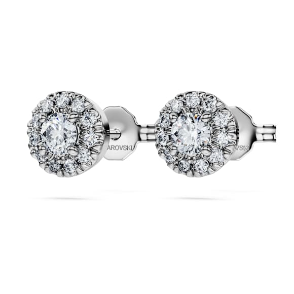 Eternity halo stud earrings, Lab-grown diamonds 0.45 ct tw, Round shape, Sterling silver - Swarovski, 5697108