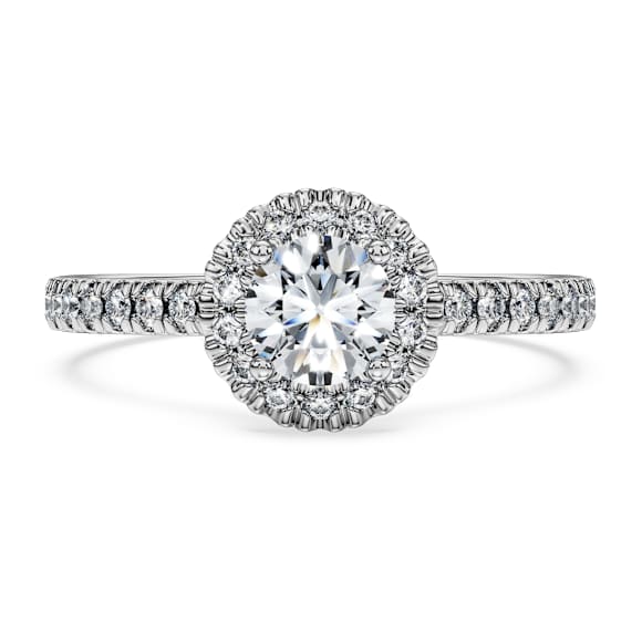 Eternity halo solitaire ring, Lab-grown diamonds 0.8 ct tw, Round shape, 14K white gold - Swarovski, 5697123