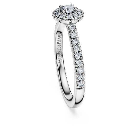 Eternity halo solitaire ring, Lab-grown diamonds 0.45 ct tw, Round shape, Sterling silver - Swarovski, 5697126