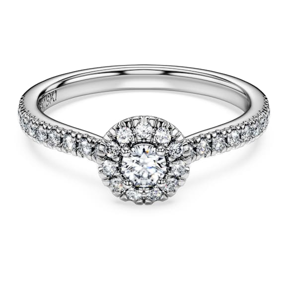 Eternity halo solitaire ring, Lab-grown diamonds 0.45 ct tw, Round shape, Sterling silver - Swarovski, 5697127