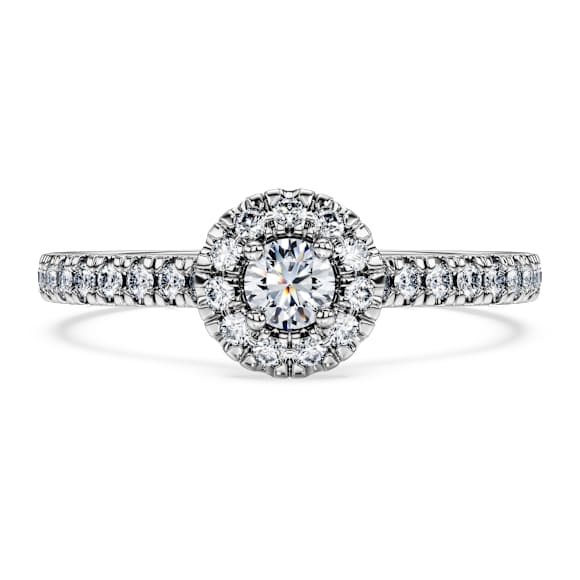 Eternity halo solitaire ring, Lab-grown diamonds 0.45 ct tw, Round shape, Sterling silver - Swarovski, 5697127