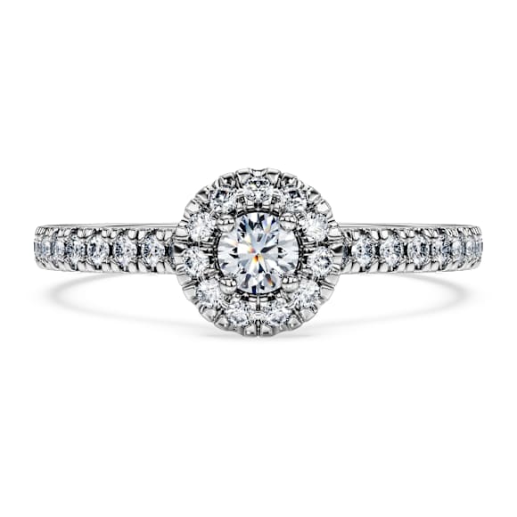 Eternity halo solitaire ring, Lab-grown diamonds 0.45 ct tw, Round shape, Sterling silver - Swarovski, 5697129