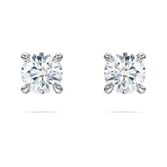 Eternity solitaire stud earrings, Lab-grown diamonds 0.5 ct tw, Round shape, 14K white gold - Swarovski, 5697147