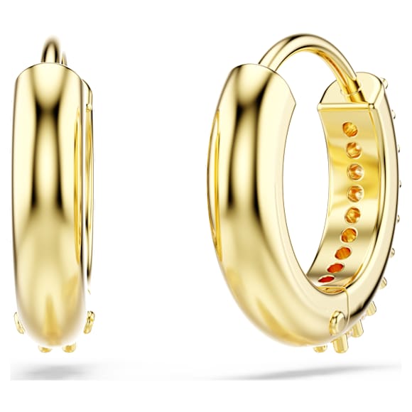 Matrix hoop earrings, Round cut, White, Gold-tone plated - Swarovski, 5697228
