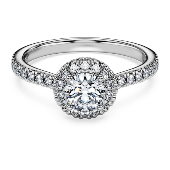 Eternity halo solitaire ring, Lab-grown diamonds 0.8 ct tw, Round shape, 14K white gold - Swarovski, 5697432