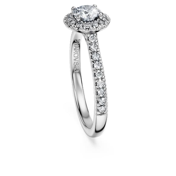 Eternity halo solitaire ring, Lab-grown diamonds 0.8 ct tw, Round shape, 14K white gold - Swarovski, 5697432