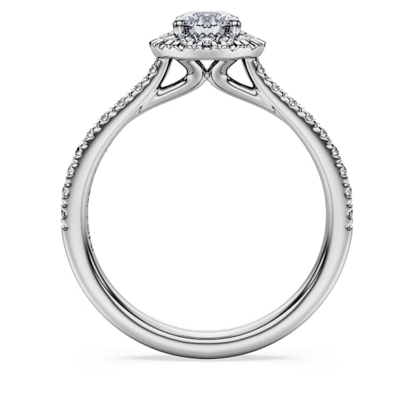 Eternity halo solitaire ring, Lab-grown diamonds 0.8 ct tw, Round shape, 14K white gold - Swarovski, 5697432