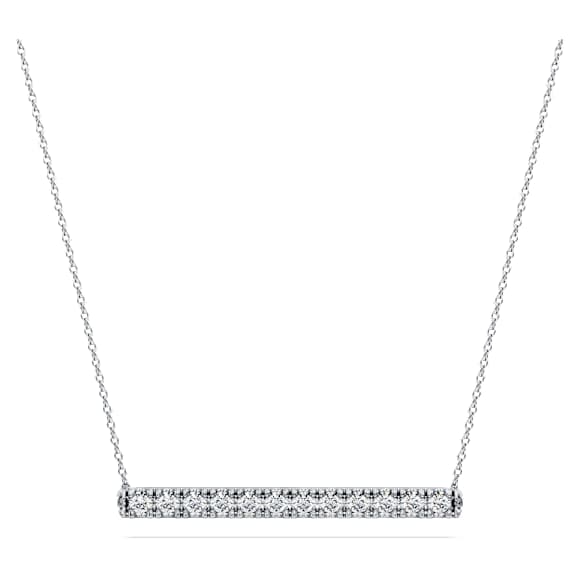 Eternity bar pendant, Lab-grown diamonds 0.5 ct tw, Round shape, 18K white gold - Swarovski, 5697762