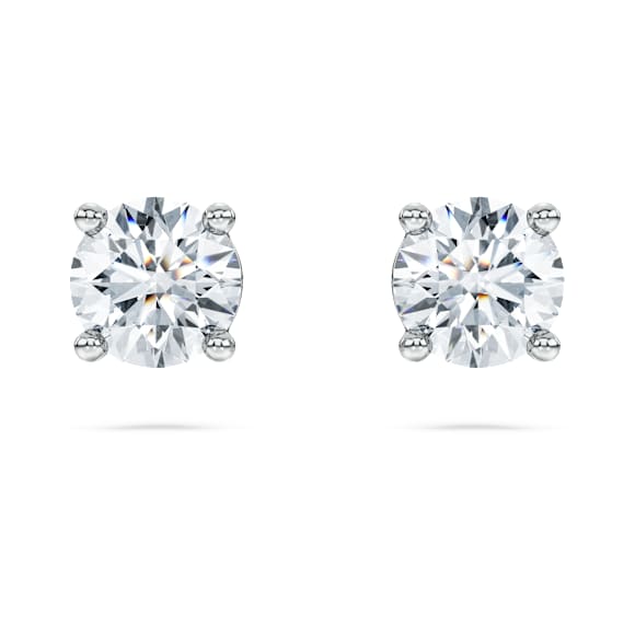 Eternity solitaire stud earrings, Lab-grown diamonds 1 ct tw, Round shape, 18K white gold - Swarovski, 5697773