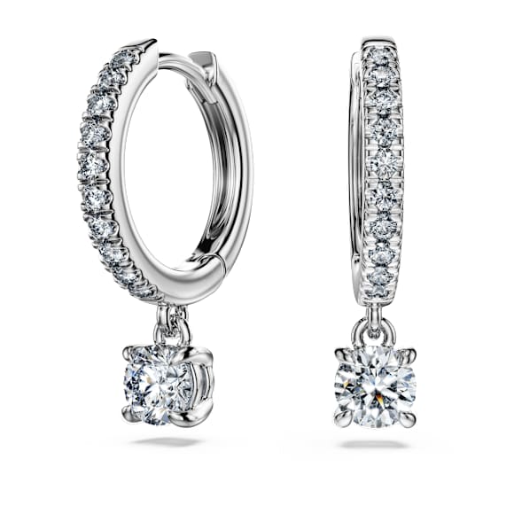 Eternity ต่างหูทรงหยดน้ำ, เพชรสังเคราะห์ 0.7 กะรัต, ทรงกลม, ทองคำขาว 18K - Swarovski, 5697774