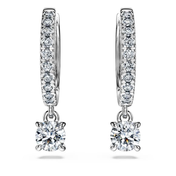 Eternity ต่างหูทรงหยดน้ำ, เพชรสังเคราะห์ 0.7 กะรัต, ทรงกลม, ทองคำขาว 18K - Swarovski, 5697774