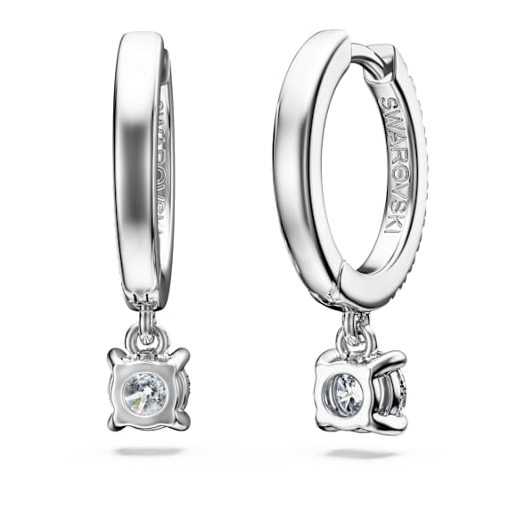 Eternity drop earrings, Lab-grown diamonds 0.7 ct tw, Round shape, 18K white gold - Swarovski, 5697774