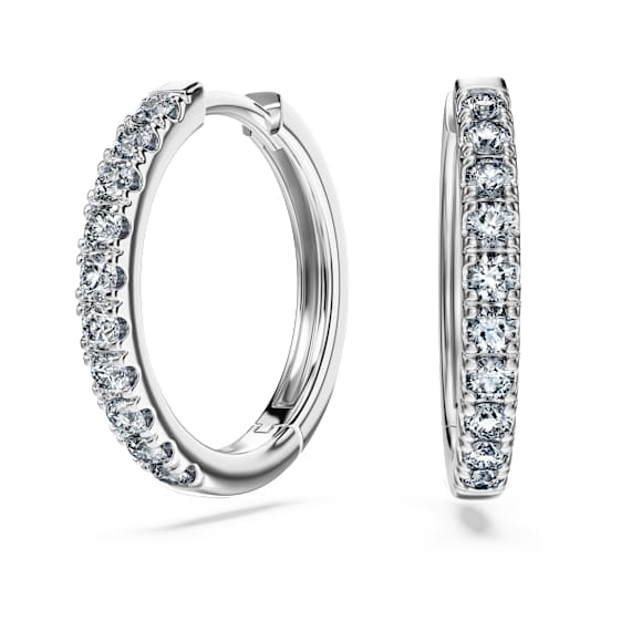 Eternity 大圈耳環, 總重 0.5 克拉培育鑽石, 圓形, 大碼, 18K 金（白色) - Swarovski, 5697775