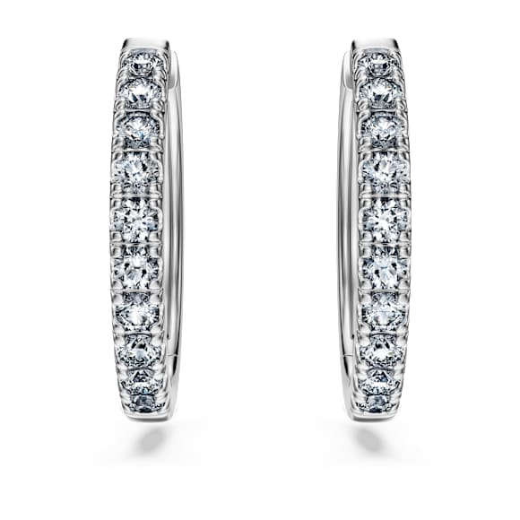 Eternity 大圈耳環, 總重 0.5 克拉培育鑽石, 圓形, 大碼, 18K 金（白色) - Swarovski, 5697775