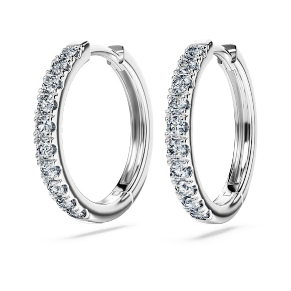 Eternity 大圈耳環, 總重 0.5 克拉培育鑽石, 圓形, 大碼, 18K 金（白色) - Swarovski, 5697775