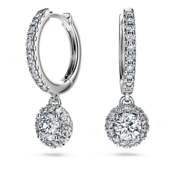 Eternity drop earrings, Lab-grown diamonds 1.1 ct tw, Round shape, 18K white gold - Swarovski, 5697777