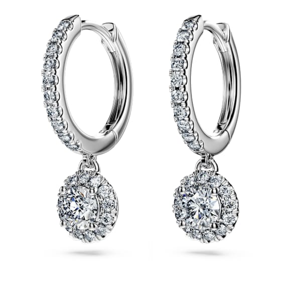 Eternity drop earrings, Lab-grown diamonds 1.1 ct tw, Round shape, 18K white gold - Swarovski, 5697777