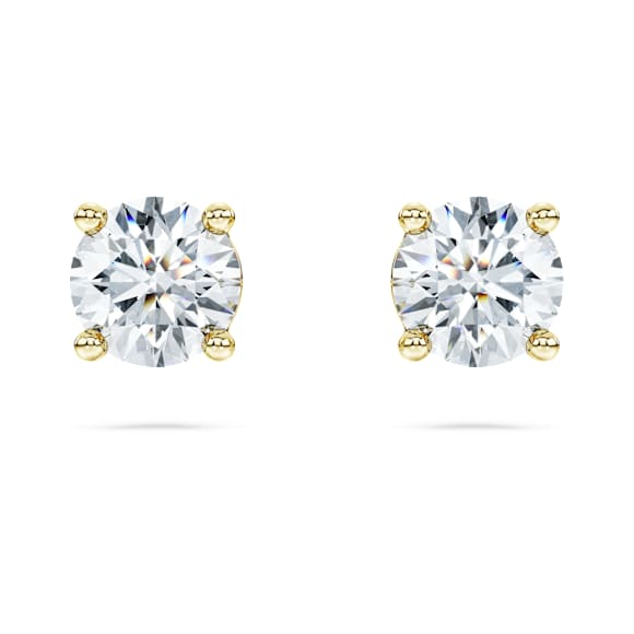 Eternity solitaire stud earrings, Lab-grown diamonds 1 ct tw, Round shape, 18K yellow gold - Swarovski, 5697781