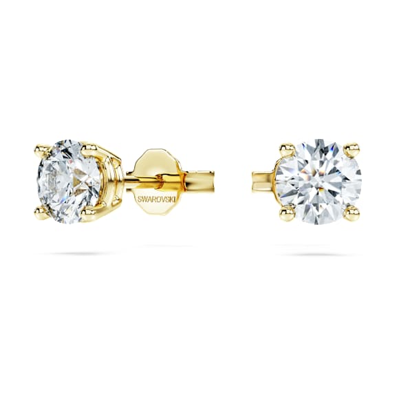 Brincos stud solitário Eternity, Diamantes criados em laboratório 1 ct tw, Modelo redondo, Ouro amarelo de 18 quilates - Swarovski, 5697781