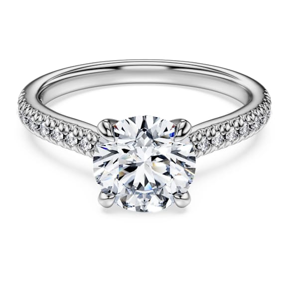 Eternity solitaire ring, Lab-grown diamonds 1.7 ct tw, Round shape, 18K white gold - Swarovski, 5697795