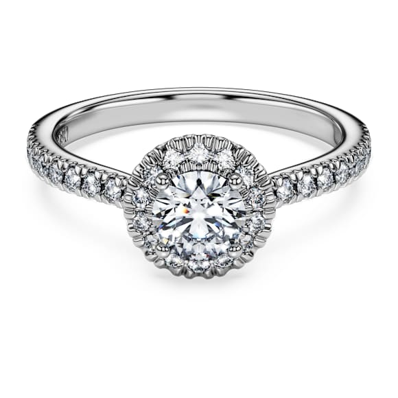 Eternity halo solitaire-ring, Laboratorium-diamanten 0,8 ct tw, Ronde vorm, 18K witgoud - Swarovski, 5697824