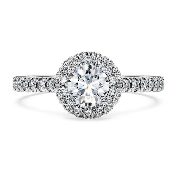 Eternity halo solitaire ring, Lab-grown diamonds 0.8 ct tw, Round shape, 18K white gold - Swarovski, 5697825