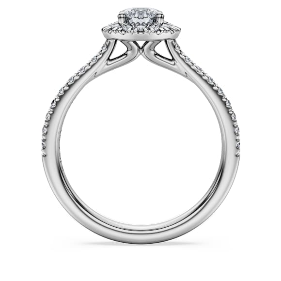 Eternity halo solitaire ring, Lab-grown diamonds 0.8 ct tw, Round shape, 18K white gold - Swarovski, 5697825