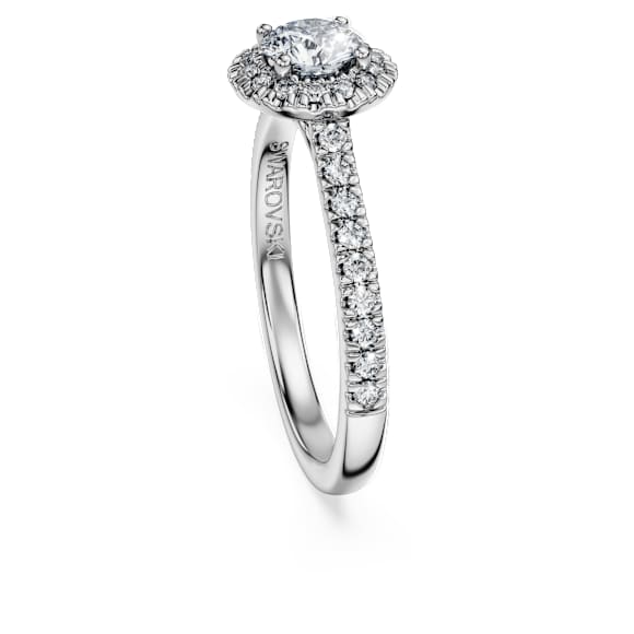 Eternity Haleli tektaş yüzük, Laboratuvarda üretilmiş elmaslar 0,8 karat toplam ağırlık, Yuvarlak şekil, 18k beyaz altın - Swarovski, 5697826