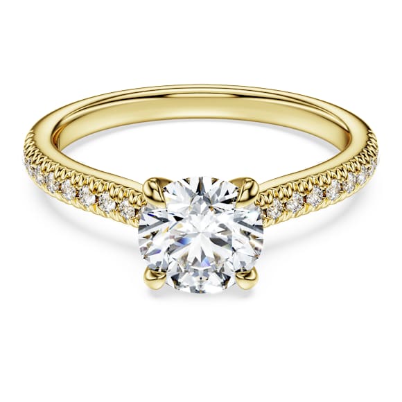 Solitérní prsten Eternity, Laboratorně pěstované diamanty 1,2 ct tw, Kulatý tvar, 18K žluté zlato - Swarovski, 5697865