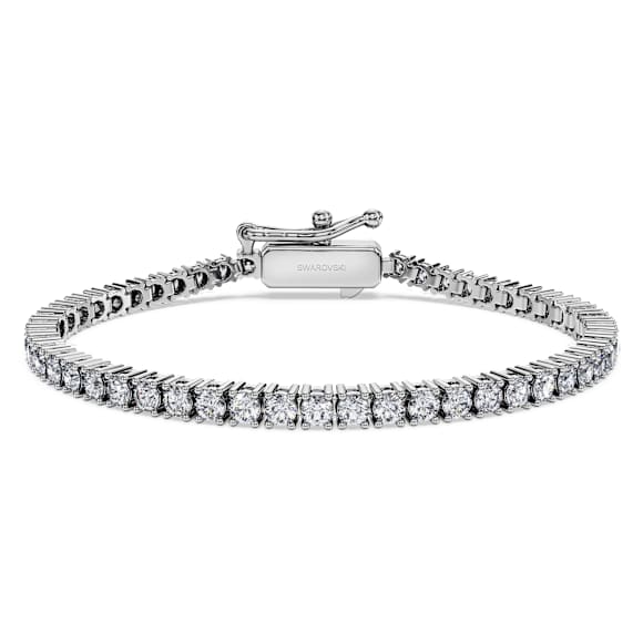 Eternity Tennis bracelet, Lab-grown diamonds 3 ct tw, Round shape, 18K white gold - Swarovski, 5697873
