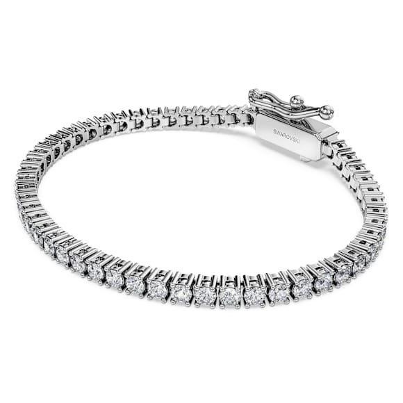 Eternity Tennis bracelet, Lab-grown diamonds 3 ct tw, Round shape, 18K white gold - Swarovski, 5697873