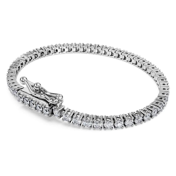 Eternity Tennis bracelet, Lab-grown diamonds 3 ct tw, Round shape, 18K white gold - Swarovski, 5697873
