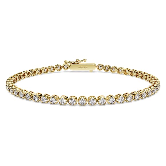 Eternity Tennis bracelet, Lab-grown diamonds 2.5 ct tw, Round shape, 14K yellow gold - Swarovski, 5697887