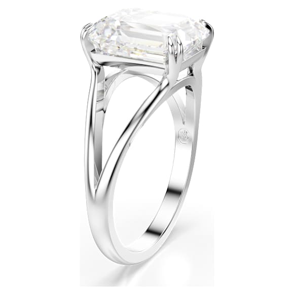 Stilla cocktail ring, Octagon cut, White, Rhodium plated - Swarovski, 5697983