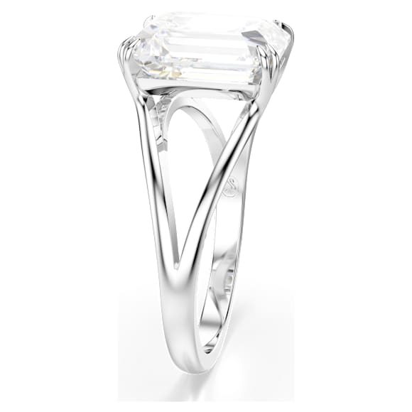 Stilla cocktail ring, Octagon cut, White, Rhodium plated - Swarovski, 5697983