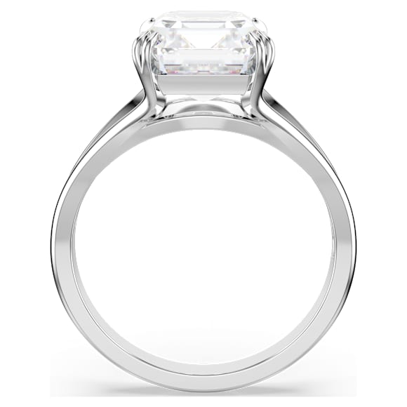 Stilla cocktail ring, Octagon cut, White, Rhodium plated - Swarovski, 5697983
