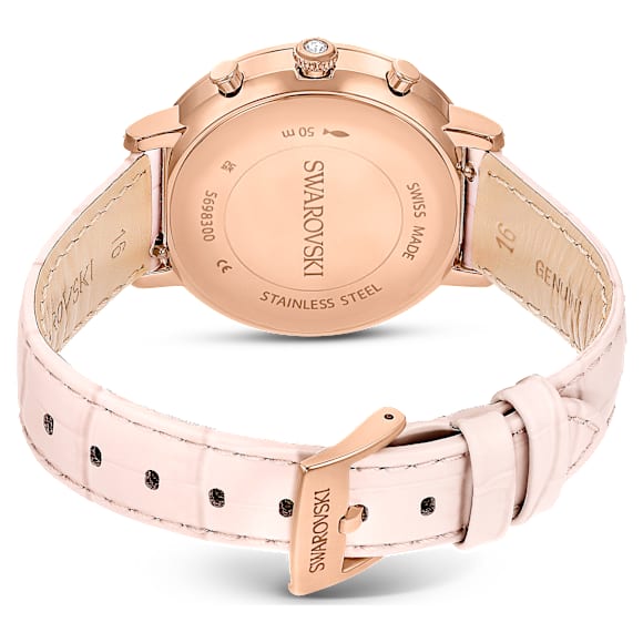 Matrix Tennis Chrono นาฬิกา, Swiss Made, สายหนัง, ชมพู, เคลือบโทนสีโรสโกลด์ - Swarovski, 5698300
