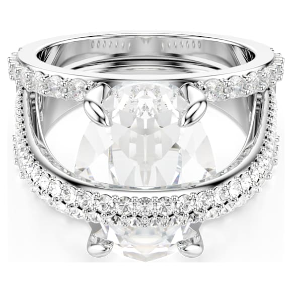 Hyperbola cocktail ring, Mixed cuts, White, Rhodium plated - Swarovski, 5698475