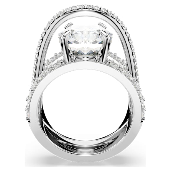 Hyperbola cocktail ring, Mixed cuts, White, Rhodium plated - Swarovski, 5698475