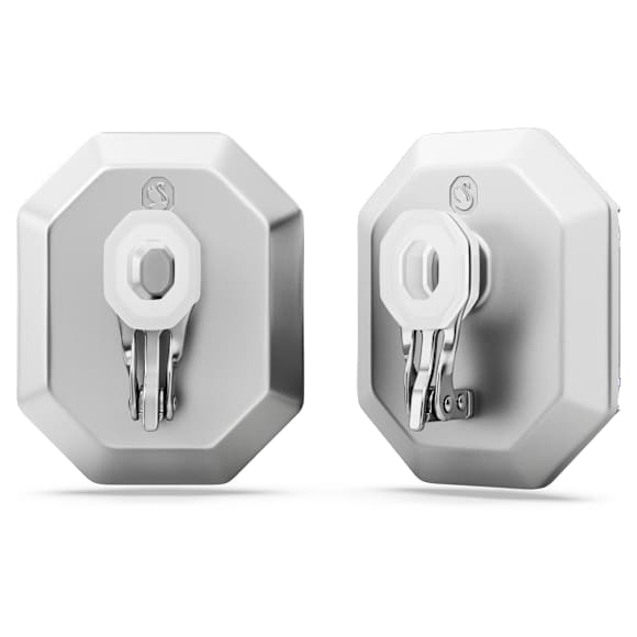 Lucent clip earrings, Octagon cut, White - Swarovski, 5698525