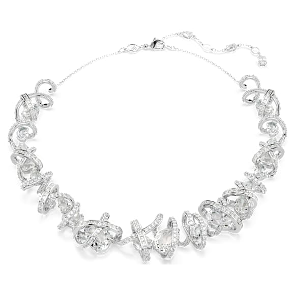 Hyperbola necklace, Mixed cuts, White, Rhodium plated - Swarovski, 5698546