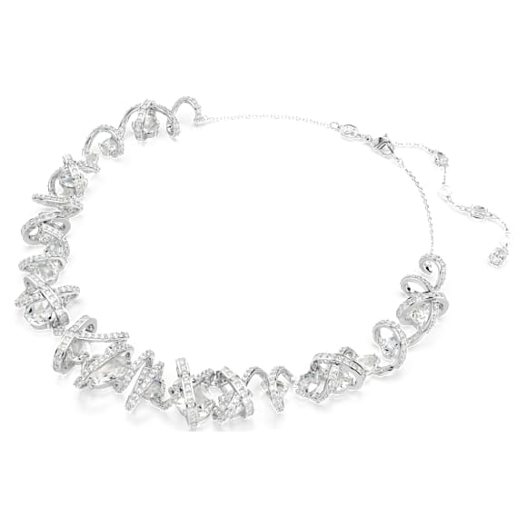 Hyperbola necklace, Mixed cuts, White, Rhodium plated - Swarovski, 5698546