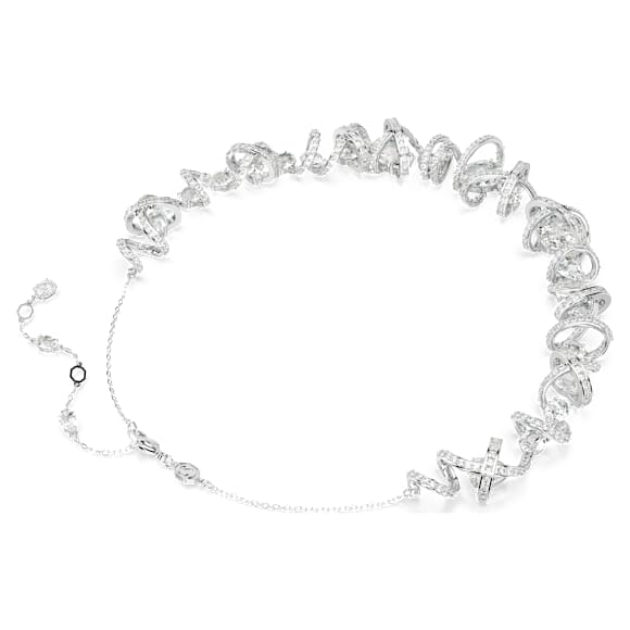 Hyperbola necklace, Mixed cuts, White, Rhodium plated - Swarovski, 5698546