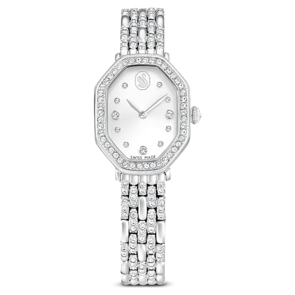 Dextera Octagon watch, Swiss Made, Metal bracelet, Silver Tone, Stainless steel - Swarovski, 5698690