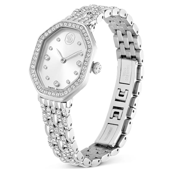 Dextera Octagon watch, Swiss Made, Metal bracelet, Silver Tone, Stainless steel - Swarovski, 5698690