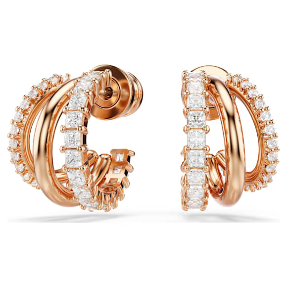 Hyperbola フープピアス, ミックスカット, ミニ, ホワイト, ローズゴールドトーン・プレーティング - Swarovski, 5698702